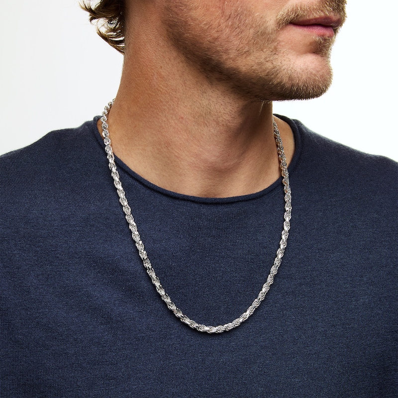 Main Image 2 of 5.6mm Diamond-Cut Rope Chain Necklace in Solid Sterling Silver - 24"