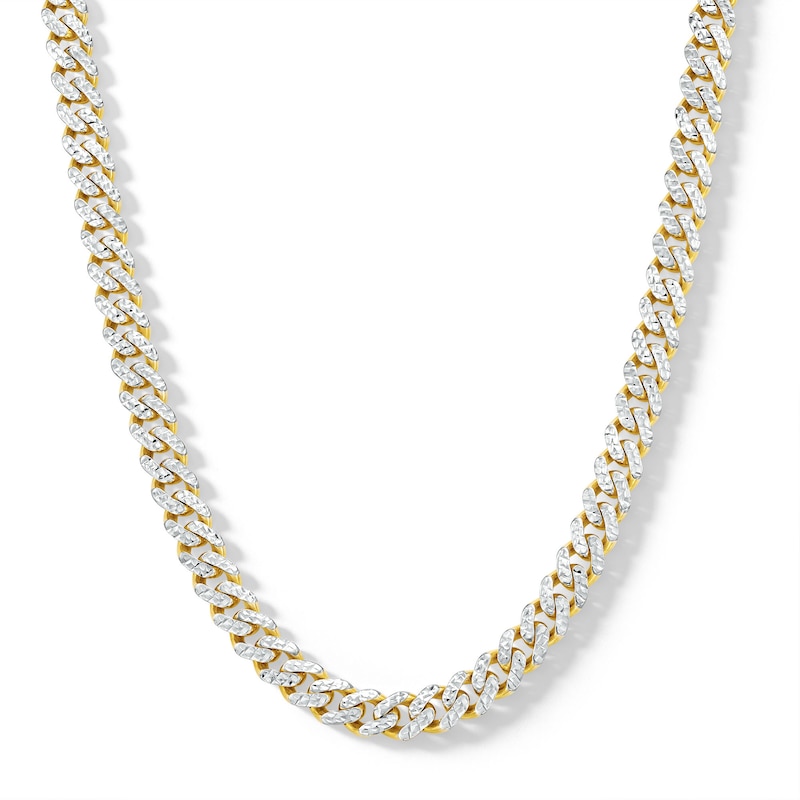 Main Image 1 of 8.0mm Diamond-Cut Monaco Curb Chain Necklace in Hollow 10K Two-Tone Gold - 20"