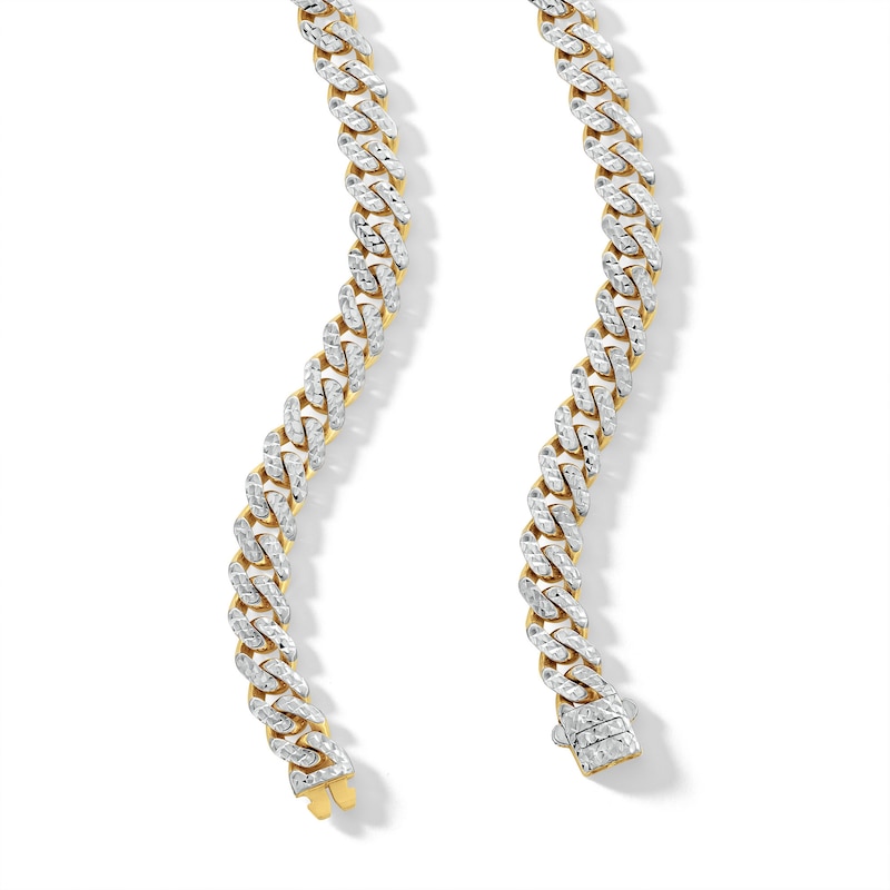 Main Image 3 of 8.0mm Diamond-Cut Monaco Curb Chain Necklace in Hollow 10K Two-Tone Gold - 20"
