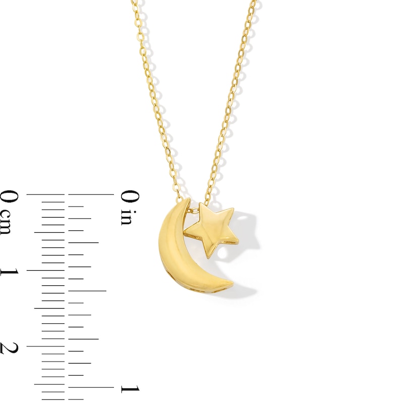 Main Image 3 of Moon and Star Double Charm Pendant in 10K Gold