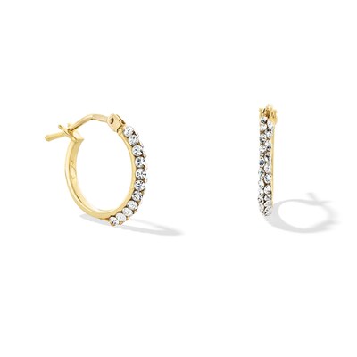 10.0mm Crystal Hoop Earrings in Hollow 10K Gold
