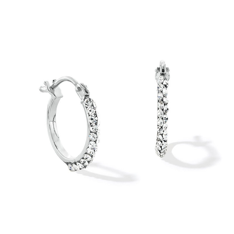10.0mm Crystal Hoop Earrings in Hollow 10K White Gold