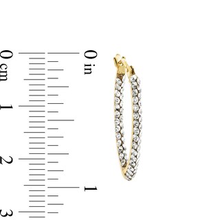 Crystal Double Row Inside-Out Hoop Earrings in 10K Gold