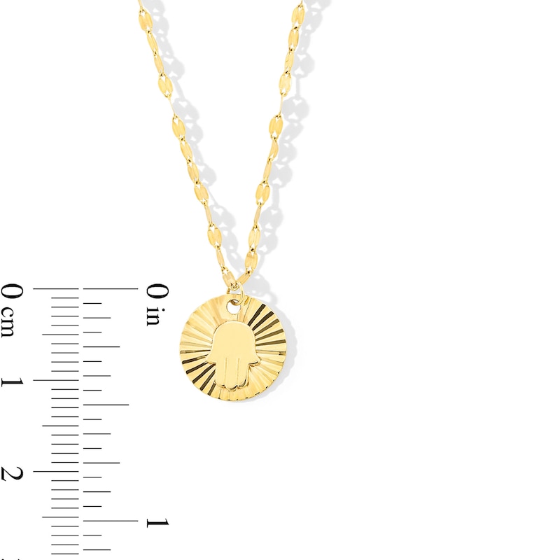 Main Image 3 of Diamond-Cut Hamsa Disc Pendant in Solid 10K Gold
