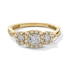 Thumbnail Image 3 of 0.25 CT. T.W. Diamond Miracle Cushion Frame Past Present Future® Engagement Ring in 10K Gold