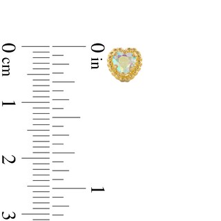 Child's 4.0mm Heart-Shaped Iridescent Cubic Zirconia Solitaire Beaded Frame Stud Earrings in Solid 14K Gold