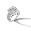 Thumbnail Image 1 of 1.00 CT. T.W. Princess-Cut Multi-Diamond Cushion Frame Scalloped Shank Vintage-Style Engagement Ring in 10K White Gold
