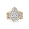 Thumbnail Image 4 of 1.00 CT. T.W. Pear-Shaped Multi-Diamond Double Frame Multi-Row Twist Shank Engagement Ring in 10K Gold