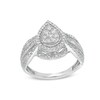 Thumbnail Image 1 of 0.50 CT. T.W. Pear-Shaped Multi-Diamond Frame Multi-Row Vintage-Style Engagement Ring in 10K White Gold