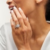 Thumbnail Image 2 of 0.50 CT. T.W. Pear-Shaped Multi-Diamond Frame Multi-Row Vintage-Style Engagement Ring in 10K White Gold