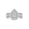 Thumbnail Image 4 of 0.50 CT. T.W. Pear-Shaped Multi-Diamond Frame Multi-Row Vintage-Style Engagement Ring in 10K White Gold