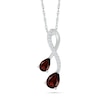 Pear-Shaped Garnet and White Lab-Created Sapphire Duo Twist Pendant in Sterling Silver