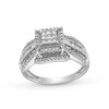 Thumbnail Image 1 of 0.50 CT. T.W. Princess-Cut Multi-Diamond Double Frame Multi-Row Engagement Ring in 10K White Gold
