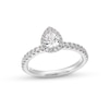 Thumbnail Image 1 of Vera Wang Love Collection 0.80 CT. T.W. Pear-Shaped Certified Diamond Frame Engagement Ring in 18K White Gold (F/SI2)