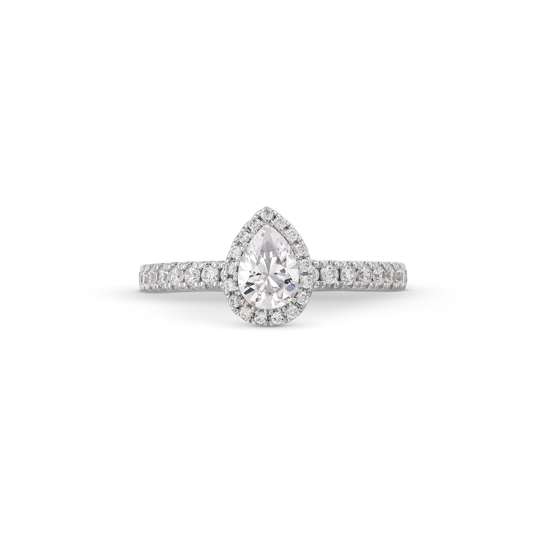 Main Image 4 of Vera Wang Love Collection 0.80 CT. T.W. Pear-Shaped Certified Diamond Frame Engagement Ring in 18K White Gold (F/SI2)