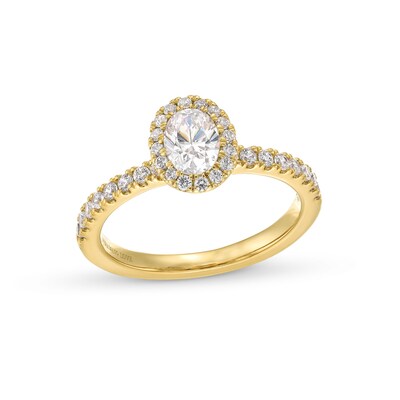 Vera Wang Love Collection 0.80 CT. T.W. Oval Certified Diamond Frame Engagement Ring in 18K Gold (F/SI2)
