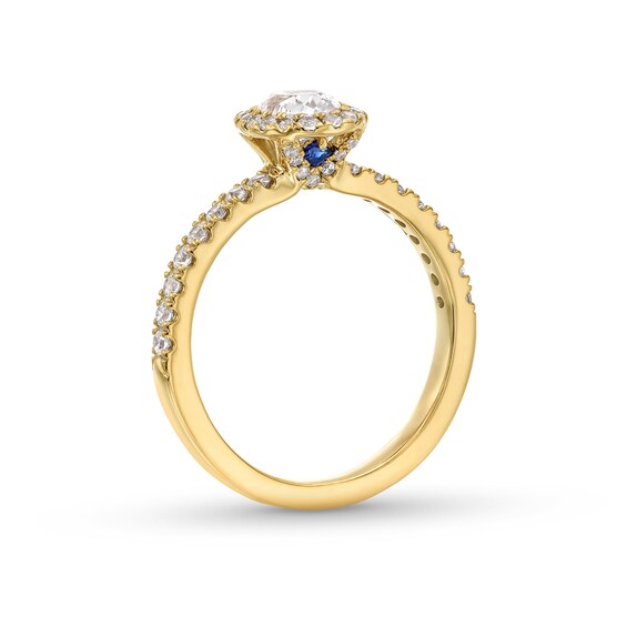 Vera Wang Love Collection 0.80 CT. T.W. Oval Certified Diamond Frame Engagement Ring in 18K Gold (F/SI2)