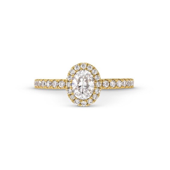 Vera Wang Love Collection 0.80 CT. T.W. Oval Certified Diamond Frame Engagement Ring in 18K Gold (F/SI2)