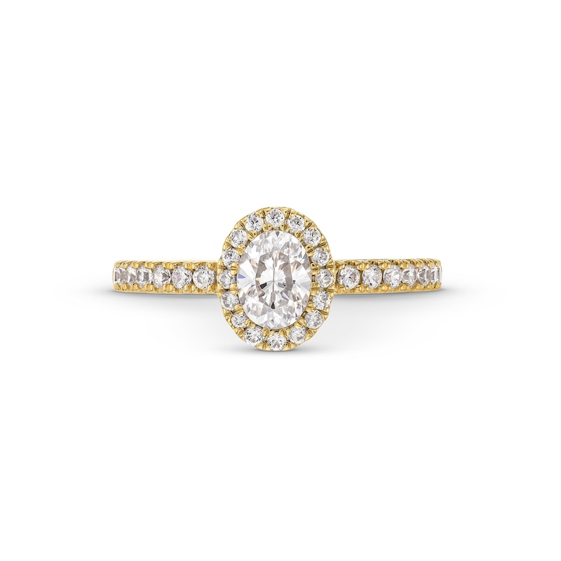 Main Image 4 of Vera Wang Love Collection 0.80 CT. T.W. Oval Certified Diamond Frame Engagement Ring in 18K Gold (F/SI2)