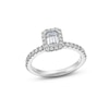 Thumbnail Image 1 of Vera Wang Love Collection 1.11 CT. T.W. Emerald-Cut Certified Diamond Frame Engagement Ring in 18K White Gold (F/SI2)