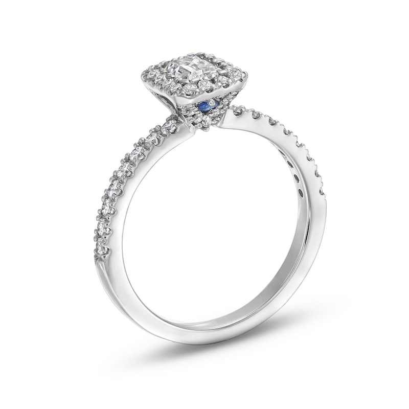 Main Image 3 of Vera Wang Love Collection 1.11 CT. T.W. Emerald-Cut Certified Diamond Frame Engagement Ring in 18K White Gold (F/SI2)