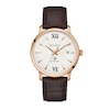 Thumbnail Image 1 of Men's Bulova Hudson Automatic Rose-Tone IP Brown Leather Strap Watch with Textured White Dial (Model: 97B225)