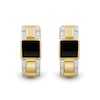 Thumbnail Image 2 of 5.0mm Square Onyx and 0.115 CT. T.W. Diamond Hoop Earrings in 10K Gold