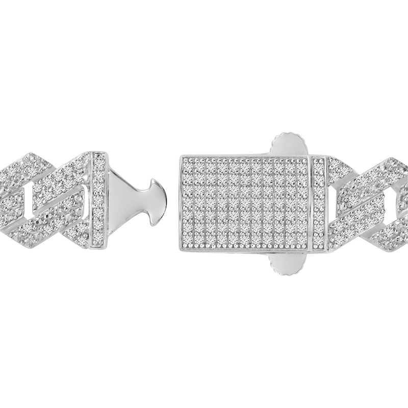 Main Image 4 of 3.12 CT. T.W. Diamond Curb Chain Necklace in Hollow 10K White Gold - 20.5”