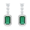 Thumbnail Image 2 of Emerald-Cut Lab-Created Emerald and White Lab-Created Sapphire Vintage-Style Drop Earrings in Sterling Silver