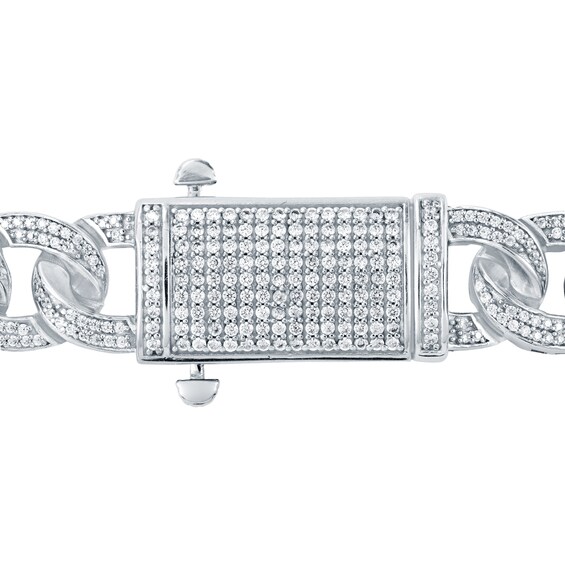8.00 CT. T.W. Diamond Figaro Chain Necklace in Hollow 10K White Gold - 22”
