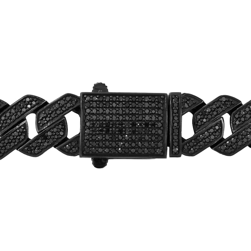 Main Image 3 of 7.00 CT. T.W. Black Diamond Curb Chain Necklace in Hollow 10K White Gold with Black Rhodium - 22”