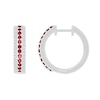Thumbnail Image 3 of Lab-Created Ruby and White Lab-Created Sapphire Edge Hoop Earrings in Sterling Silver