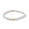 Thumbnail Image 1 of Freshwater Cultured Pearl and Diamond Accent North Star Bead Strand Bracelet in 10K Gold - 8”