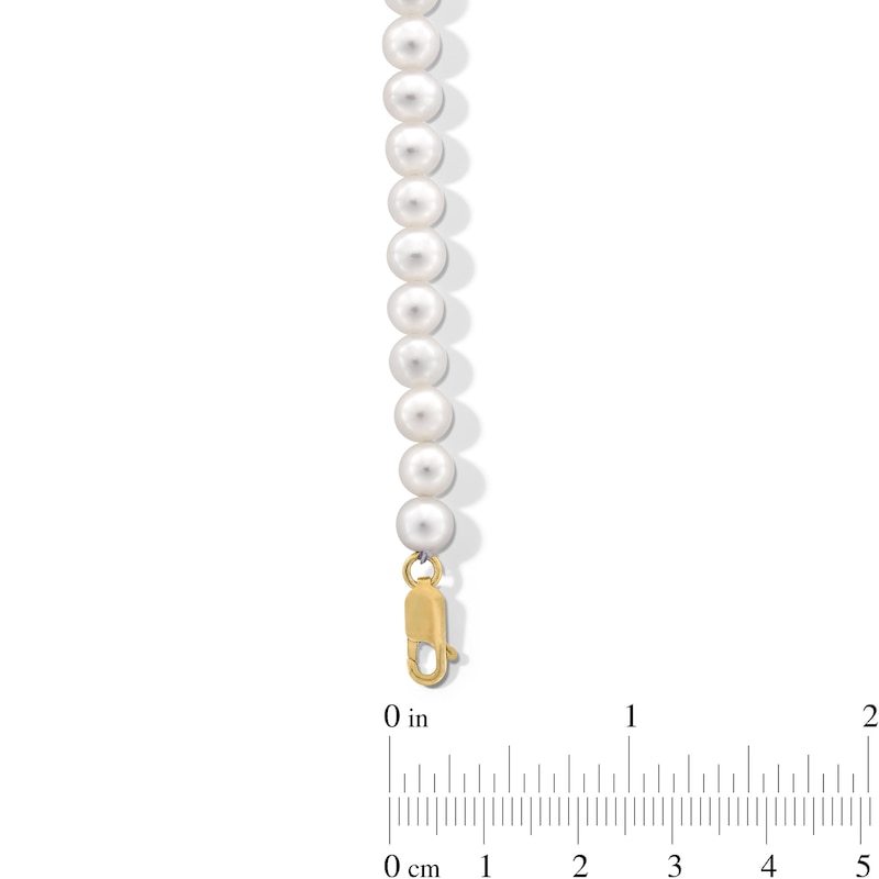 Main Image 2 of Freshwater Cultured Pearl and Diamond Accent North Star Bead Strand Bracelet in 10K Gold - 8”