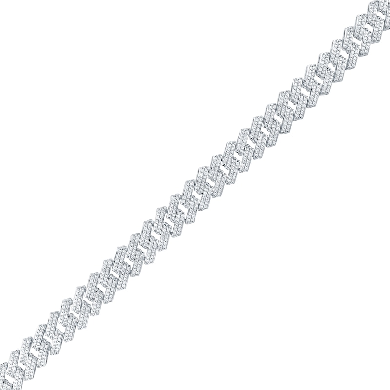 Main Image 1 of 3.99 CT. T.W. Diamond Double Row Curb Chain Bracelet in Hollow 10K White Gold - 8.5”