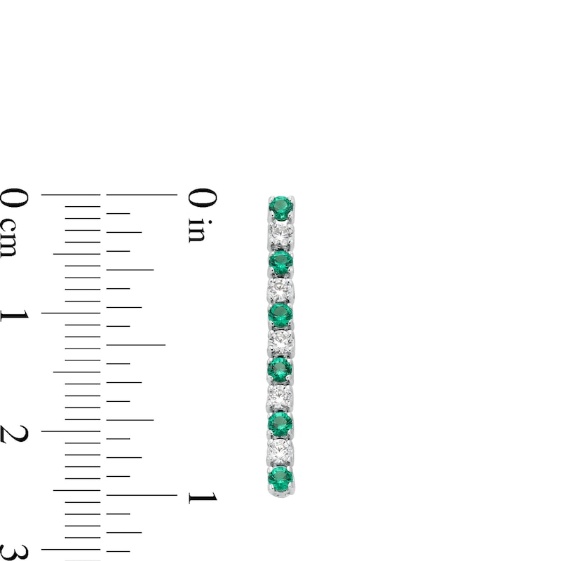 Emerald and 0.30 CT. T.W. Diamond Alternating Linear Drop Earrings in 10K White Gold
