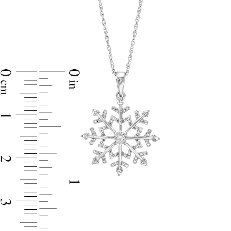 Main Image 3 of 0.05 CT. T.W. Diamond Snowflake Pendant in Sterling Silver