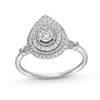 Thumbnail Image 1 of 0.25 CT. T.W. Diamond Pear-Shaped Double Frame Collar Vintage-Style Engagement Ring in 10K White Gold