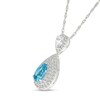 Thumbnail Image 2 of Pear-Shaped Swiss Blue Topaz and White Lab-Created Sapphire Double Frame Drop Pendant in Sterling Silver