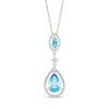 Thumbnail Image 1 of Marquise and Pear-Shaped Swiss Blue Topaz with White Lab-Created Sapphire Vintage-Style Drop Pendant in Sterling Silver