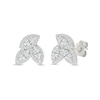 Thumbnail Image 1 of Marquise and Round White Lab-Created Sapphire Frame Trio Cluster Stud Earrings in Sterling Silver