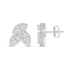 Thumbnail Image 2 of Marquise and Round White Lab-Created Sapphire Frame Trio Cluster Stud Earrings in Sterling Silver