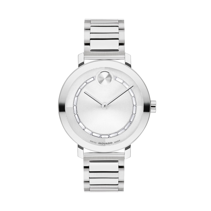 Ladies' Movado Bold® Evolution 2.0 Crystal Accent Watch with Textured Silver-Tone Dial (Model: 3601217)