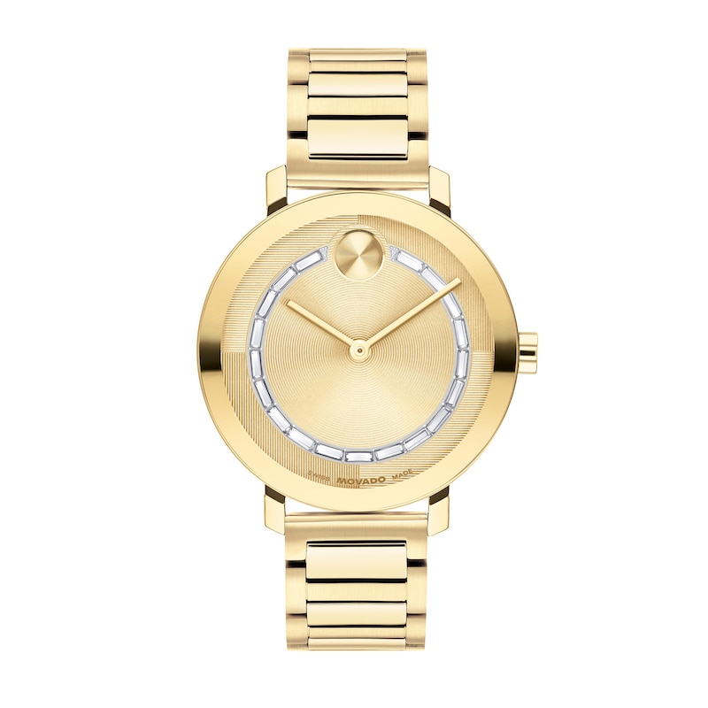 Ladies' Movado Bold® Evolution 2.0 Crystal Accent Gold-Tone IP Watch with Gold-Tone Dial (Model: 3601218)