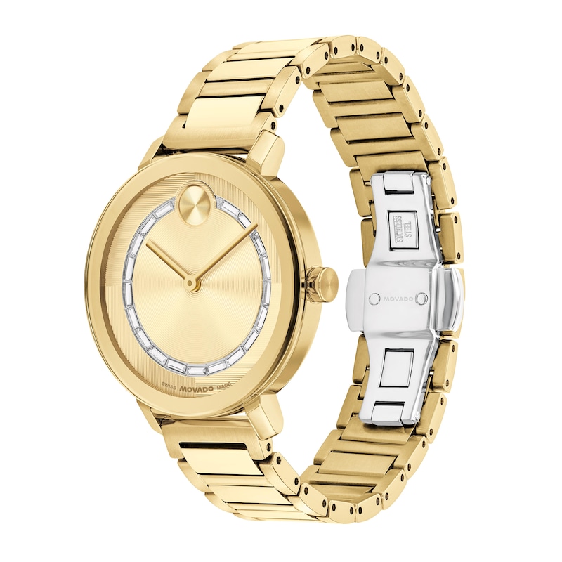 Ladies' Movado Bold® Evolution 2.0 Crystal Accent Gold-Tone IP Watch with Gold-Tone Dial (Model: 3601218)