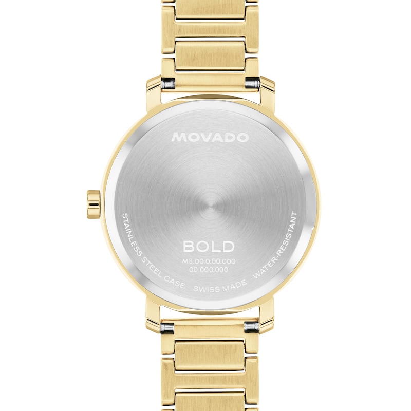 Ladies' Movado Bold® Evolution 2.0 Crystal Accent Gold-Tone IP Watch with Gold-Tone Dial (Model: 3601218)