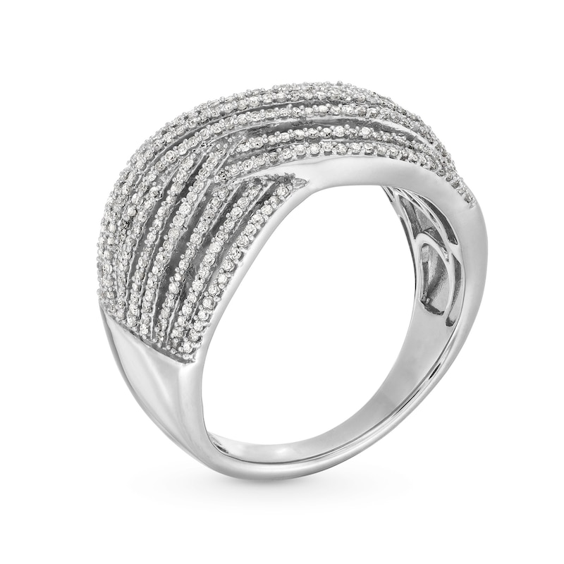 Main Image 3 of 0.50 CT. T.W. Diamond Multi-Row Crossover Ring in Sterling Silver