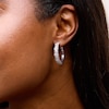 Thumbnail Image 2 of 0.12 CT. T.W. Diamond Cushion-Shaped Frame Alternating Hoop Earrings in Sterling Silver