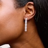 Thumbnail Image 2 of 0.12 CT. T.W. Diamond Cushion-Shaped Frame Alternating Linear Drop Earrings in Sterling Silver