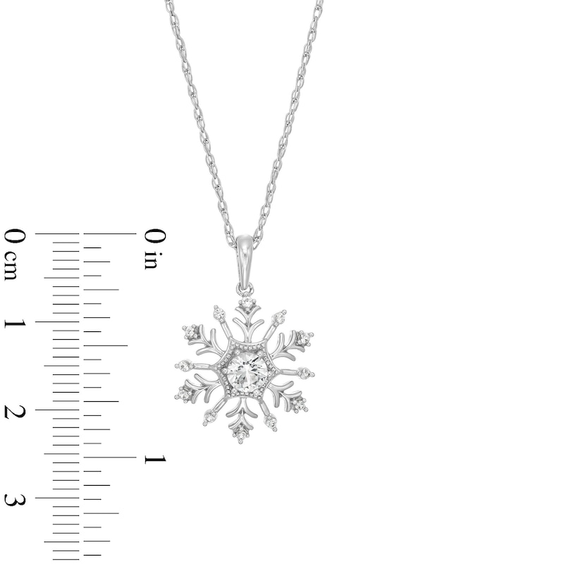 Main Image 3 of White Lab-Created Sapphire Snowflake Pendant and Stud Earrings Set in Sterling Silver